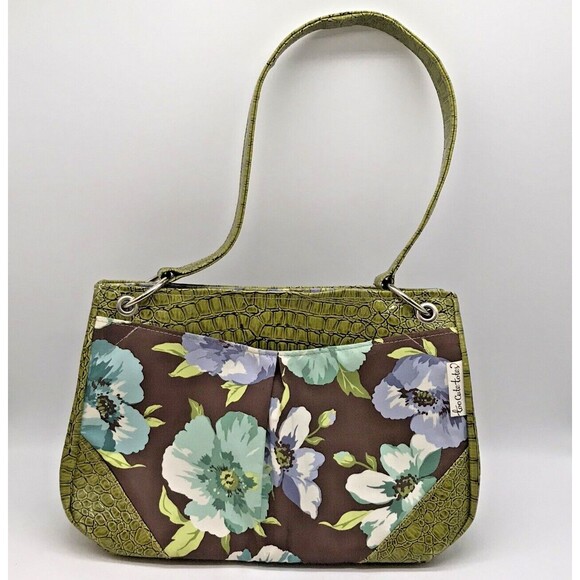 Y2K Too Cute Totes Floral Shoulder Bag Vegan Croc Green Single Top Handle Purse - Picture 6 of 12